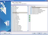 Selecting source tables