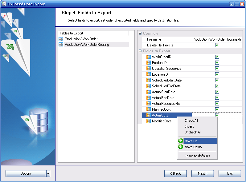 Setting individual file options